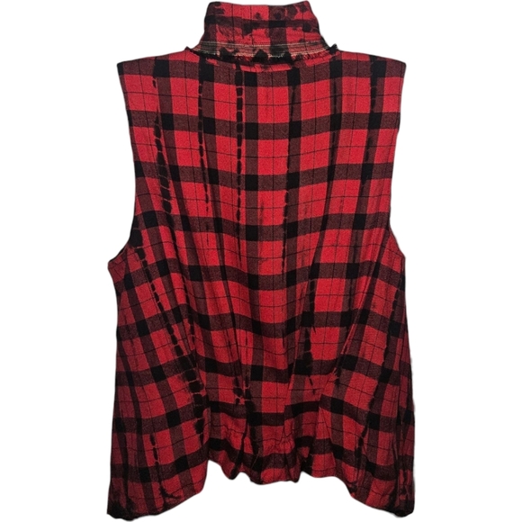 NWT Anthropogie Elevenses Plaid Fringe Open Front High Low Sleeveless Vest - Picture 2 of 7